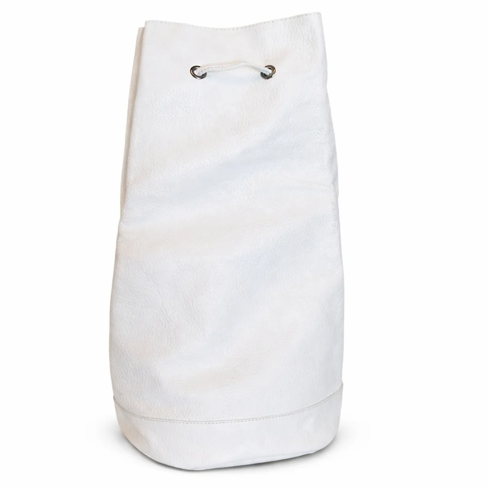 Japé Paris White Pebbled Leather Drawstring Bucket Bag France Slouchy Bag